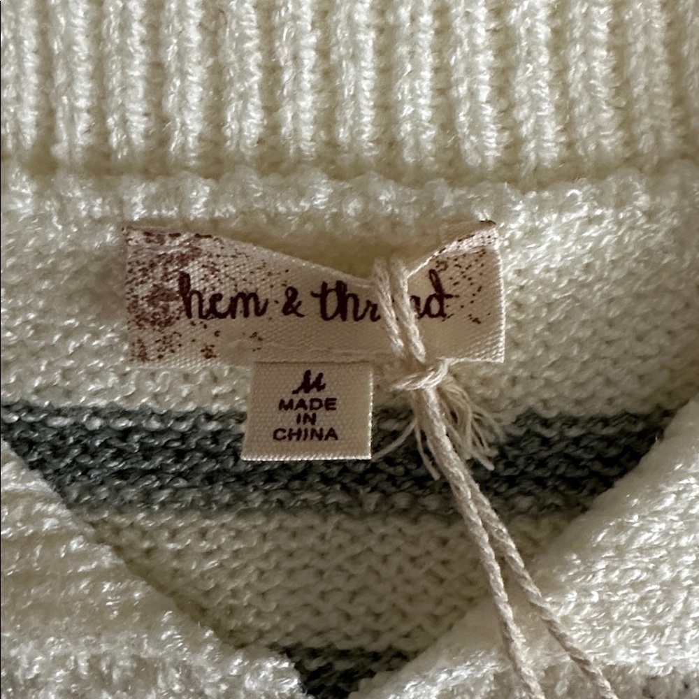 Hem & Thread Striped Sweater Vest with Daisy Accents - Picture 6 of 7